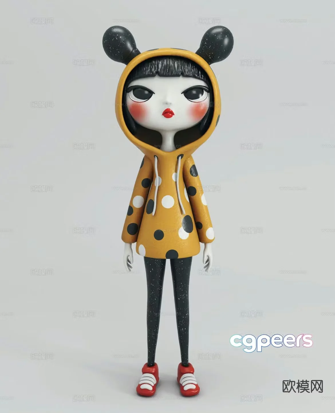 Cartoon style trendy hand-made ornaments 3D model