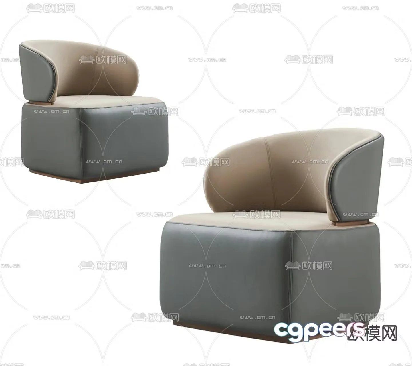 Single sofa leather sofa 3d model