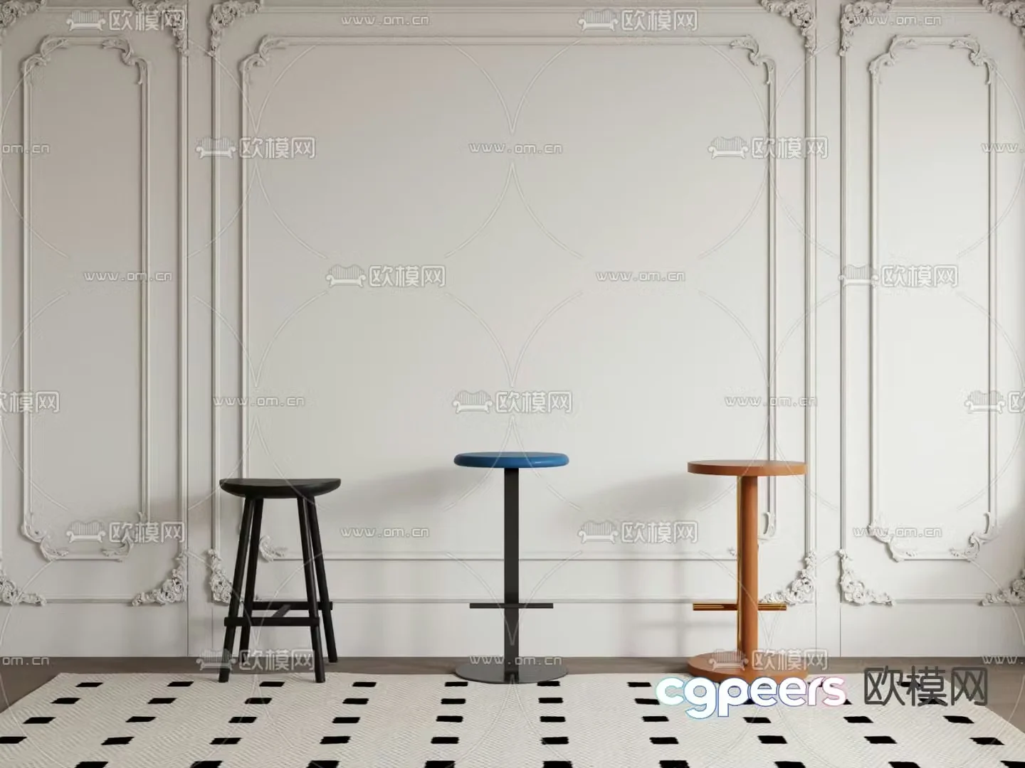 Modern bar chair bar stool 3d model