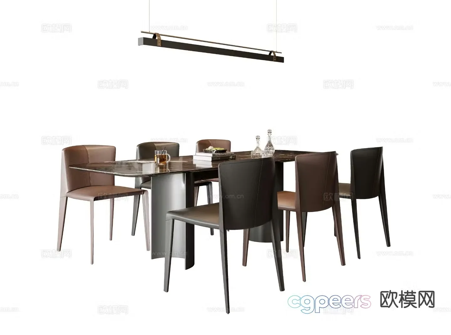 Italian dining table and chairs 3d model