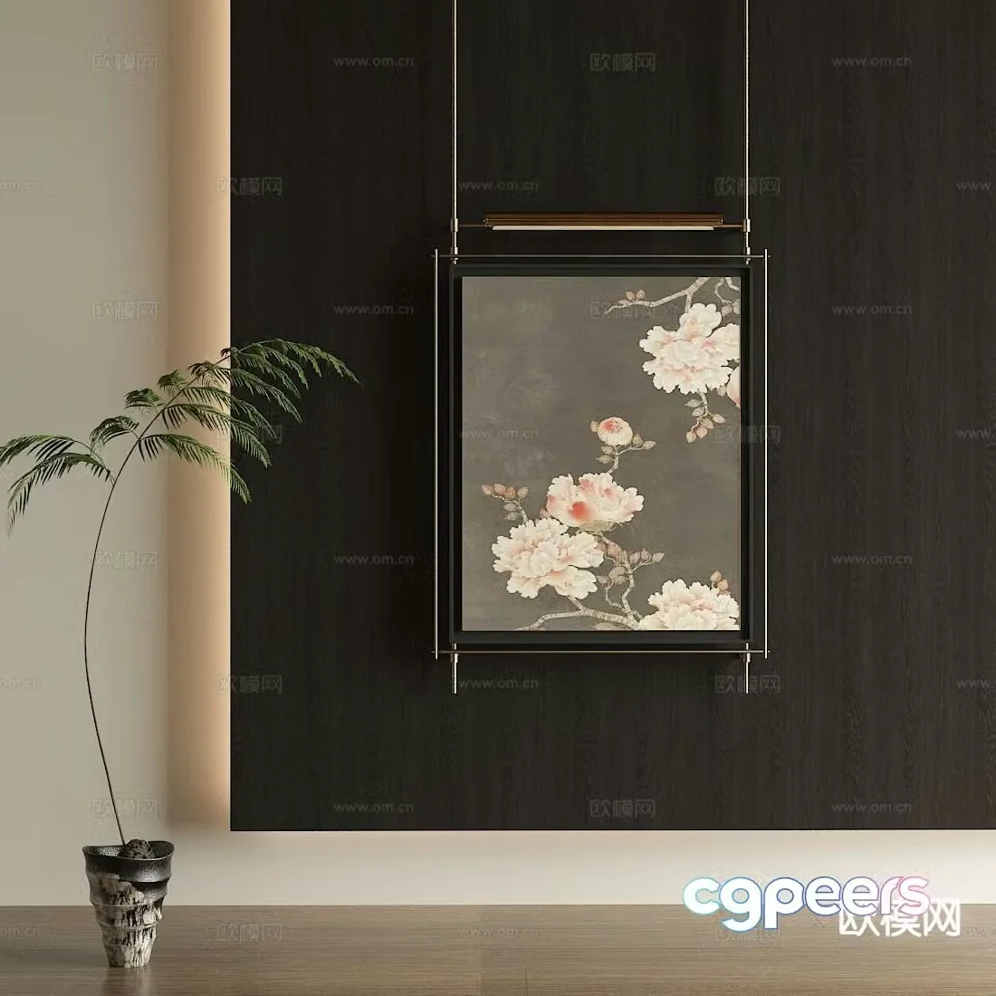 Medieval style decorative painting flower hanging painting 3d model