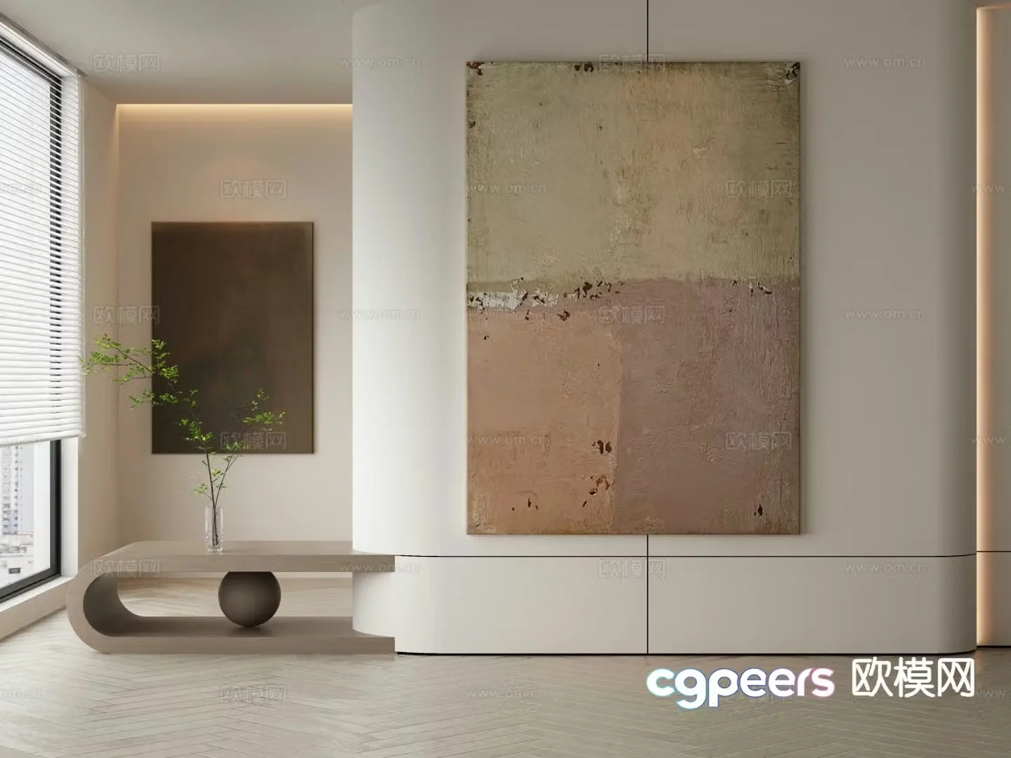 Wabi-sabi painting texture painting decorative painting hanging painting 3D model