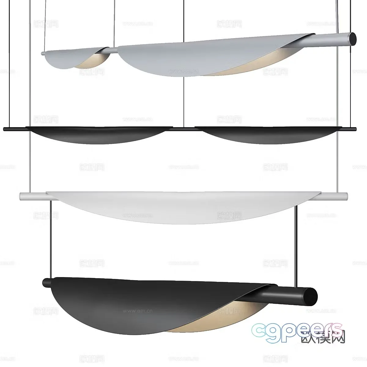 Modern TELA linear LED chandeliers 3d model