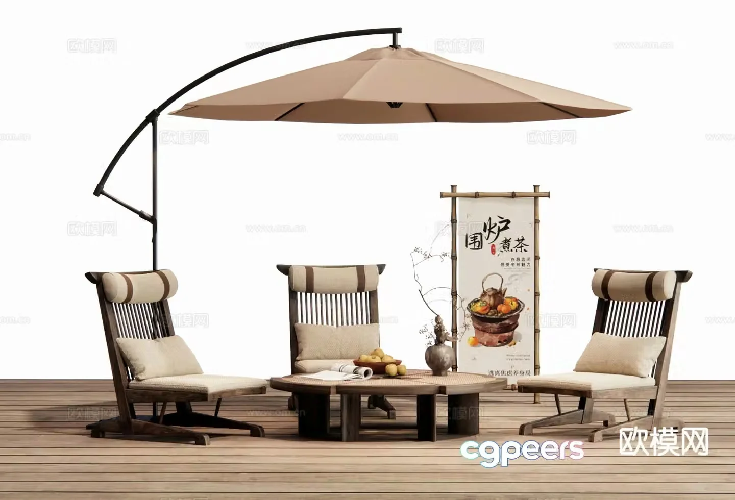 Outdoor tables and chairs courtyard tables and chairs 3d model
