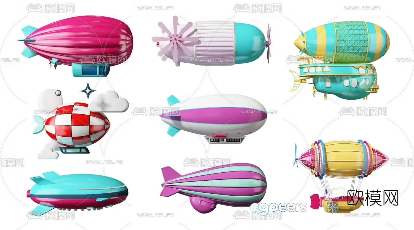Modern airship hot air balloon toy 3d model