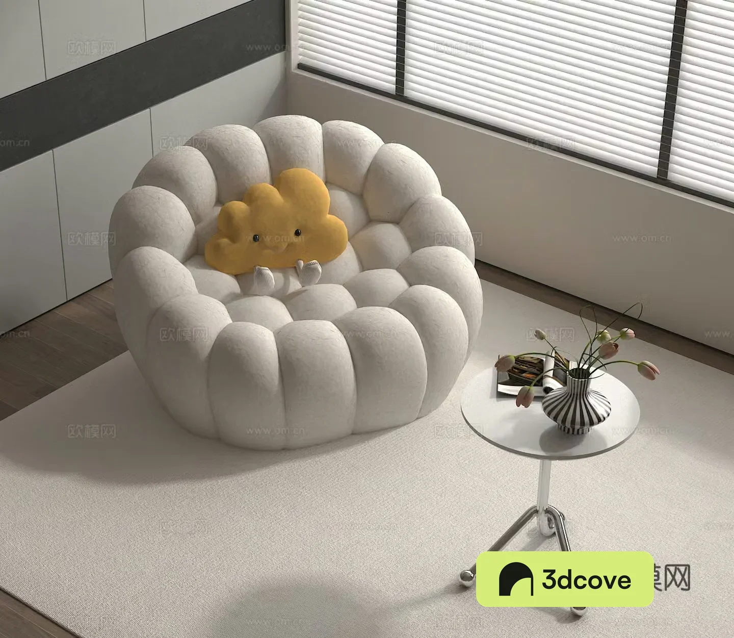 Lazy sofa coffee table pillow floral ornaments