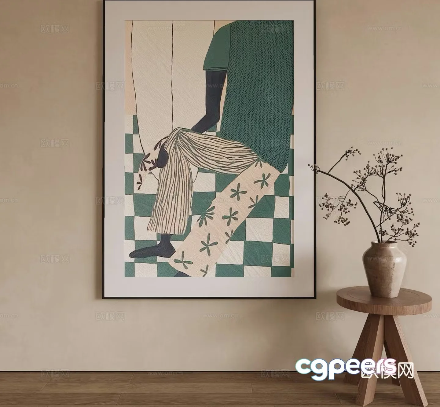 Modern decorative painting abstract painting hanging painting 3d model