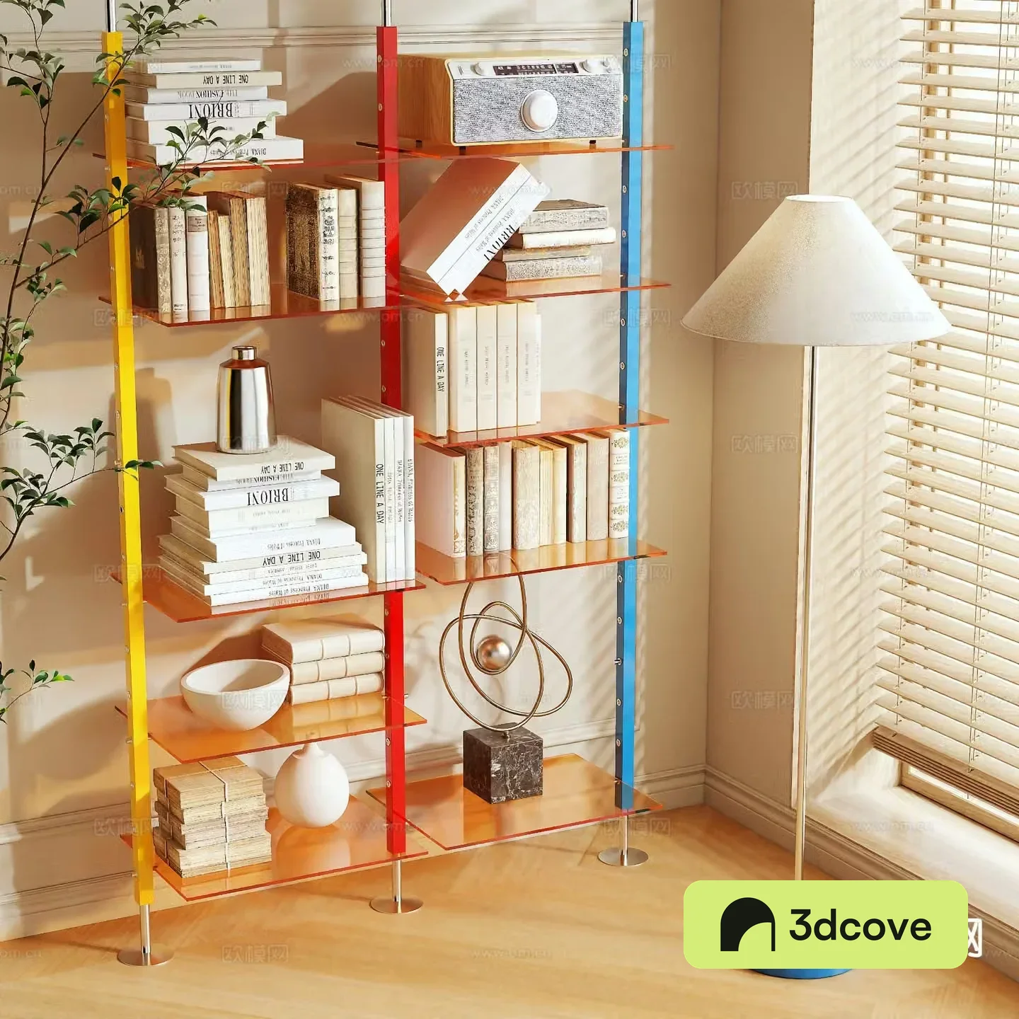 Acrylic bookshelf storage rack