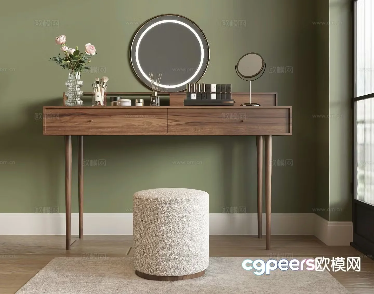 Wabi Sabi Dressing Table Makeup Table Makeup Mirror 3D Model
