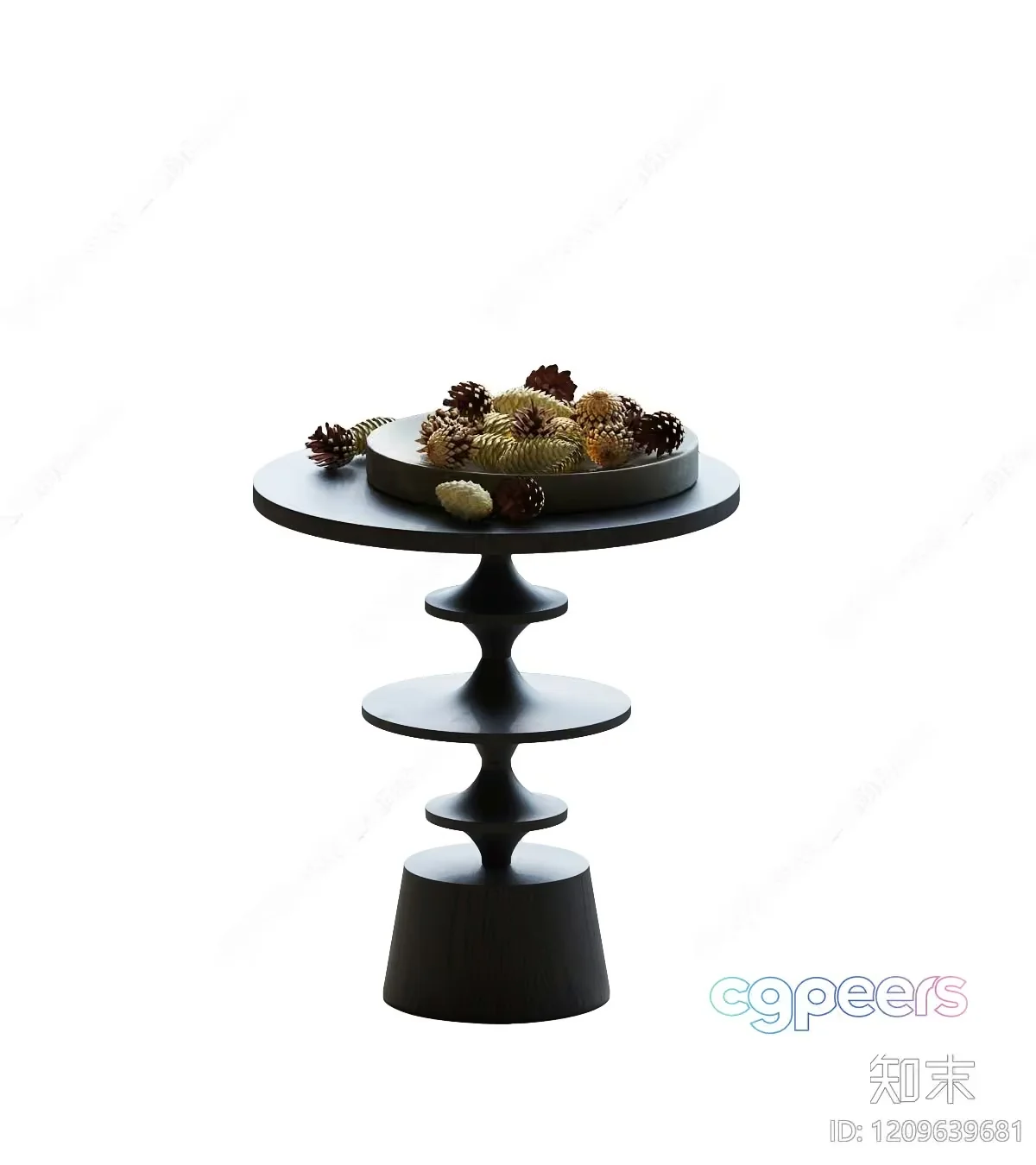 A Table With A Decorative Plate 3D Model – 1100 – VRAY Render