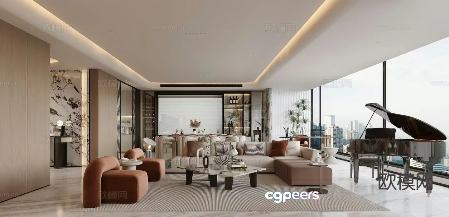 Modern guest restaurant 3d model