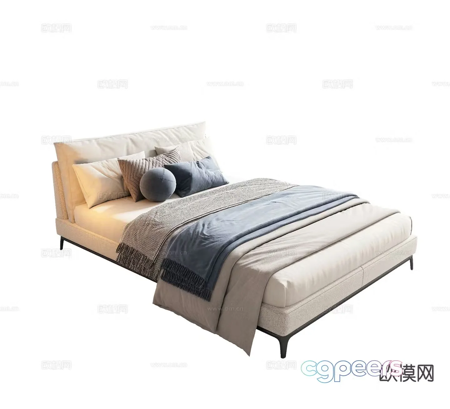 Modern double bed 3d model