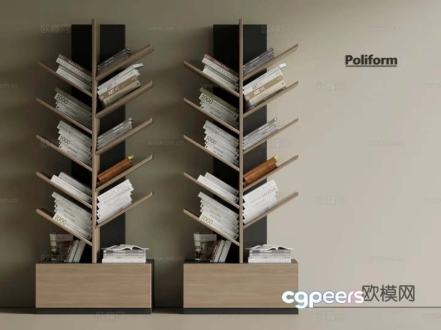 Italian light luxury bookshelf decorative rack magazine newspaper 3d model