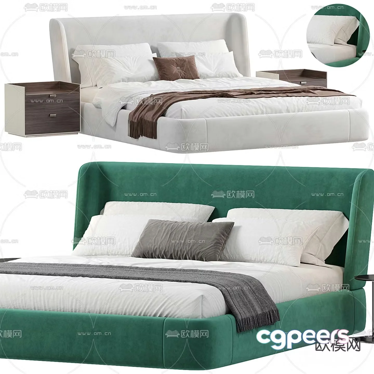 Modern double bed 3d model