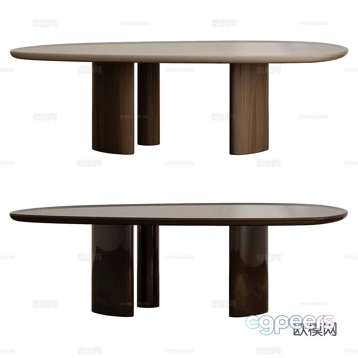 Nordic dining table oval dining table 3d model