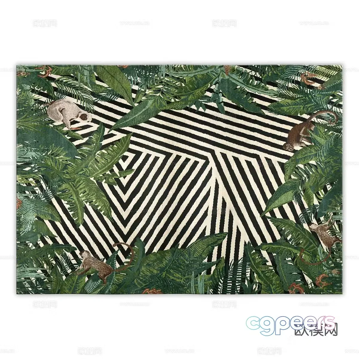 Modern minimalist carpet Living room carpet Green carpet 3d model