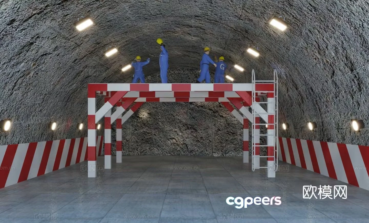 Modern tunnel construction site 3d model