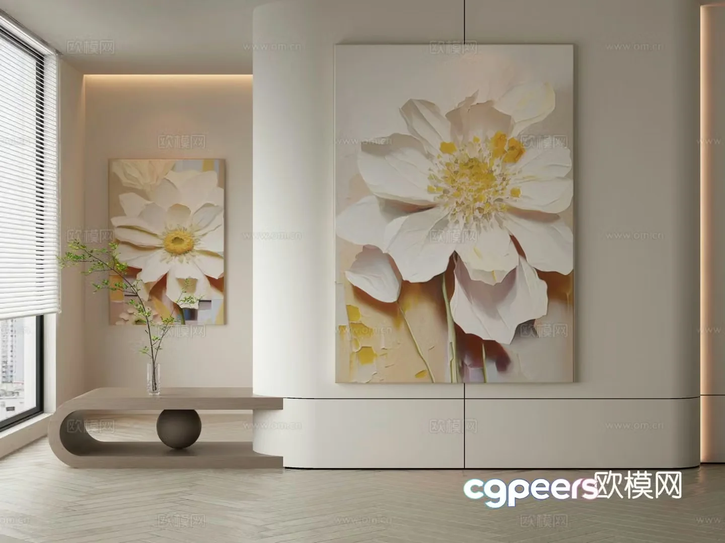 Modern flower painting decorative painting 3d model
