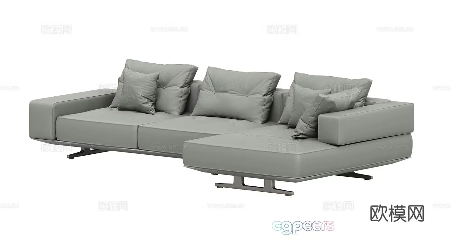 Modern multi-seater sofa corner sofa 3d model