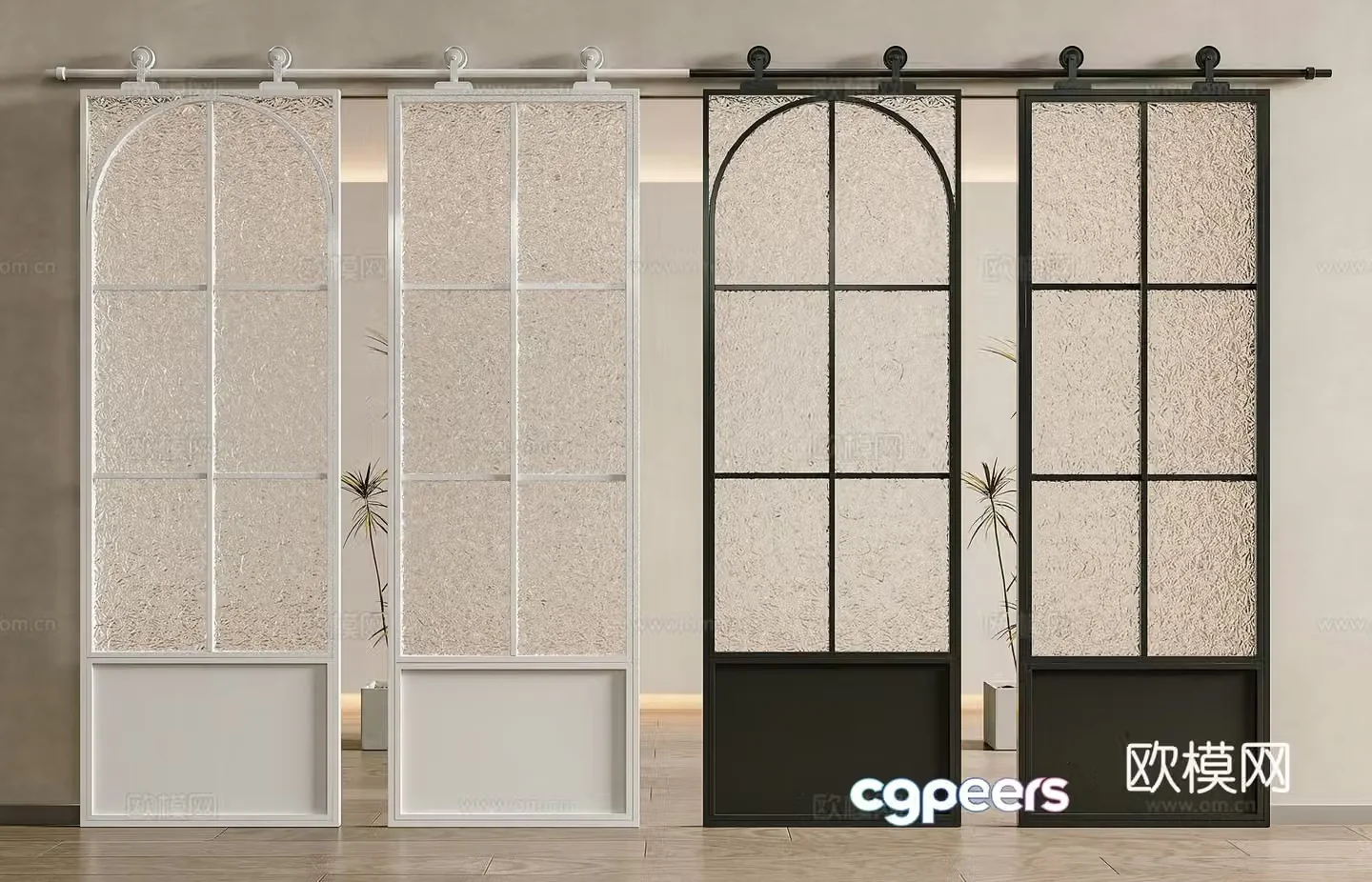 French sliding door Barn door Glass barn door Carved glass door Frosted glass sliding door Glass 3D model