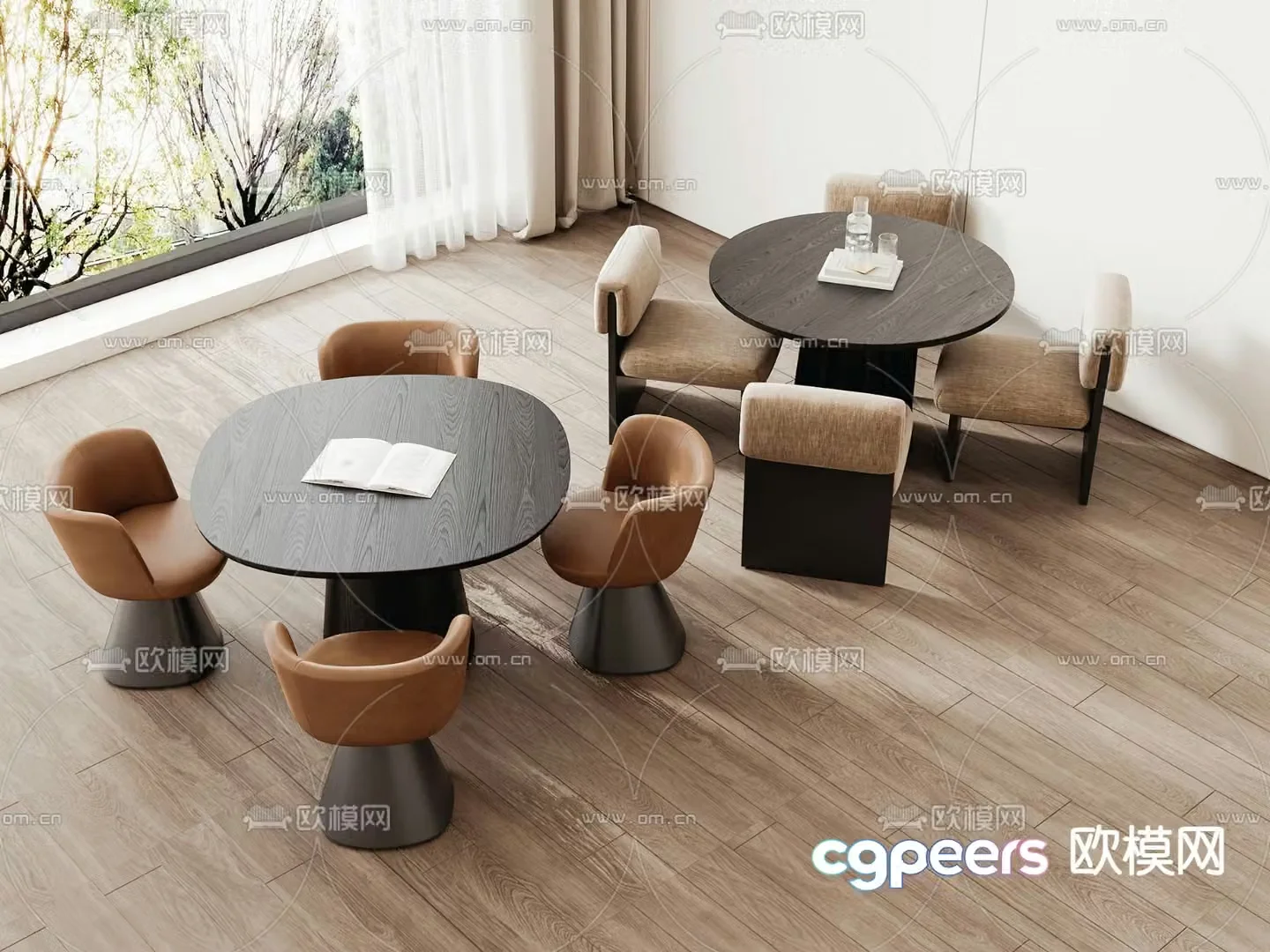 Modern leisure tables and chairs Negotiation tables and chairs 3d model