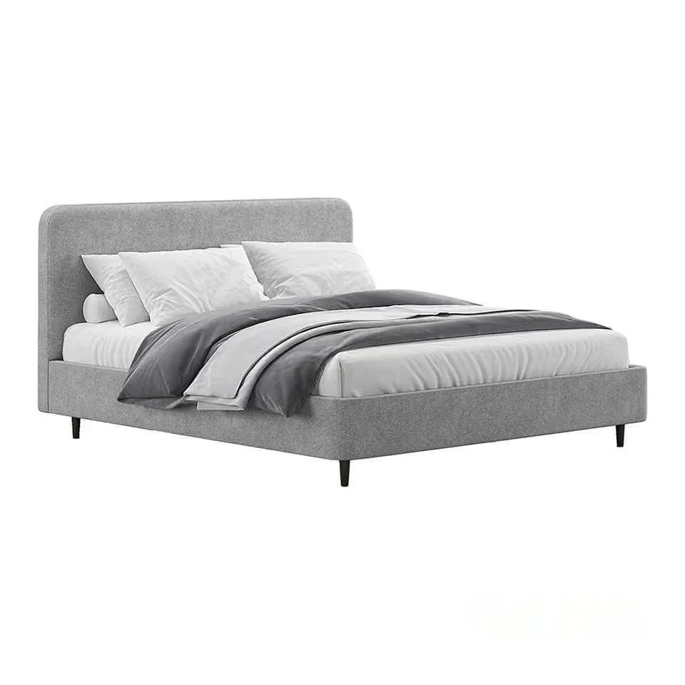 Grey Upholstered Bed 3D Model – 19175 – CORONA Render
