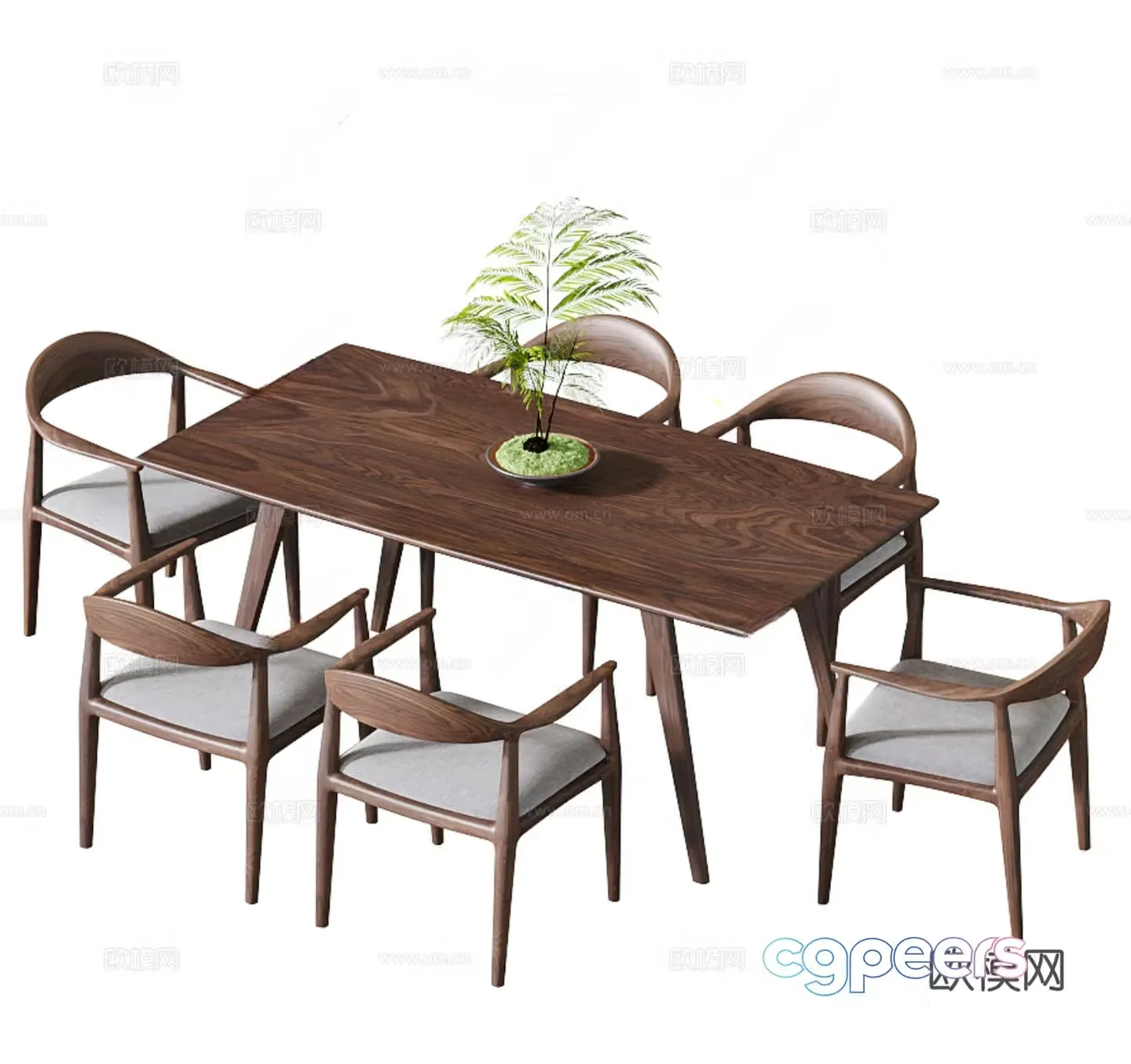 New Chinese dining table and chair 3D model