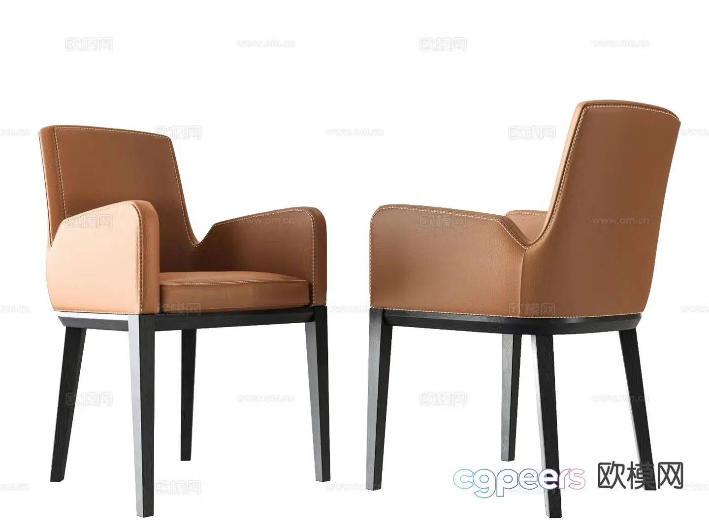 Modern dining chair single chair leisure chair 3d model