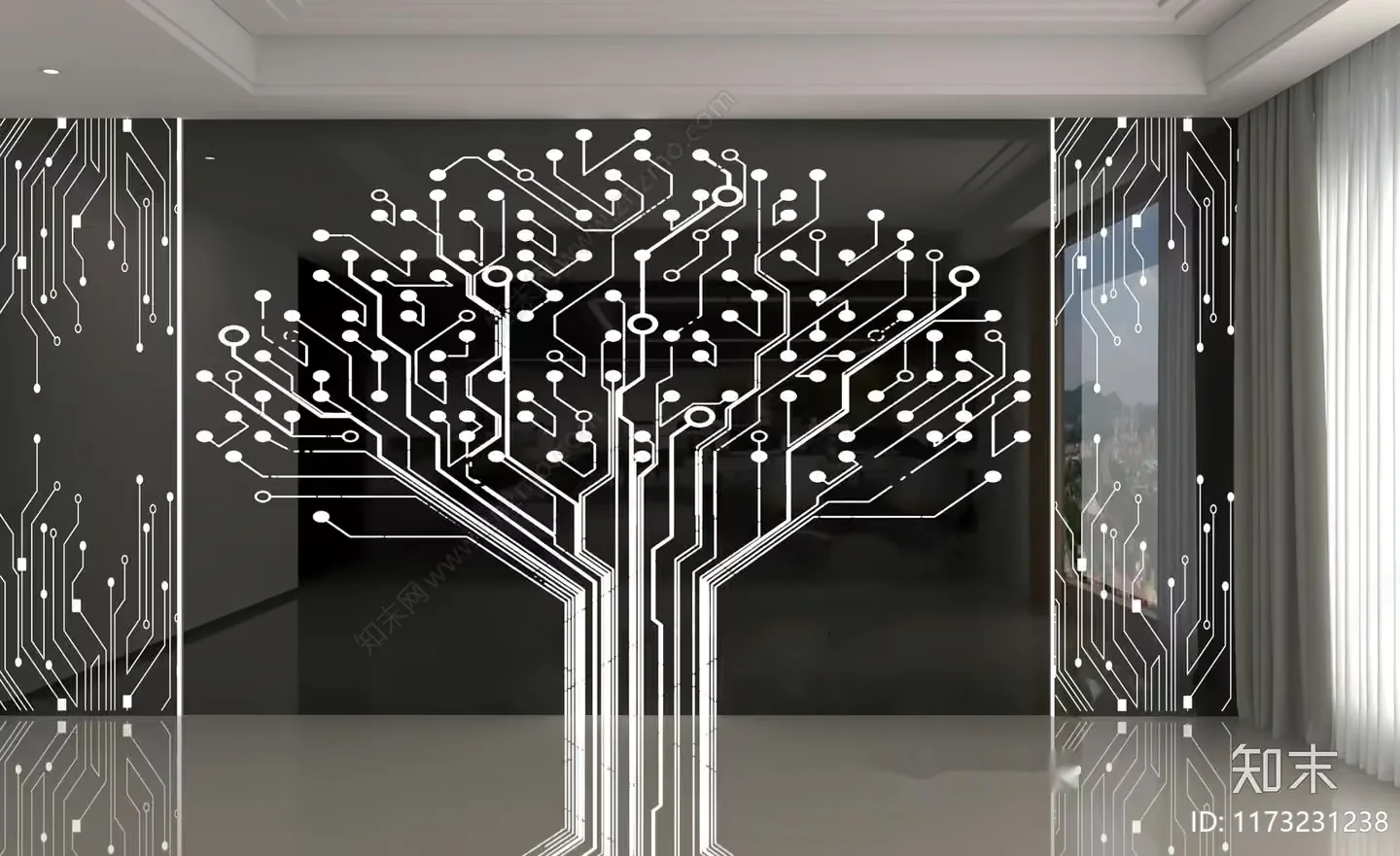 Modern Glass Wall Art 3D Model – 21018 – VRAY Render