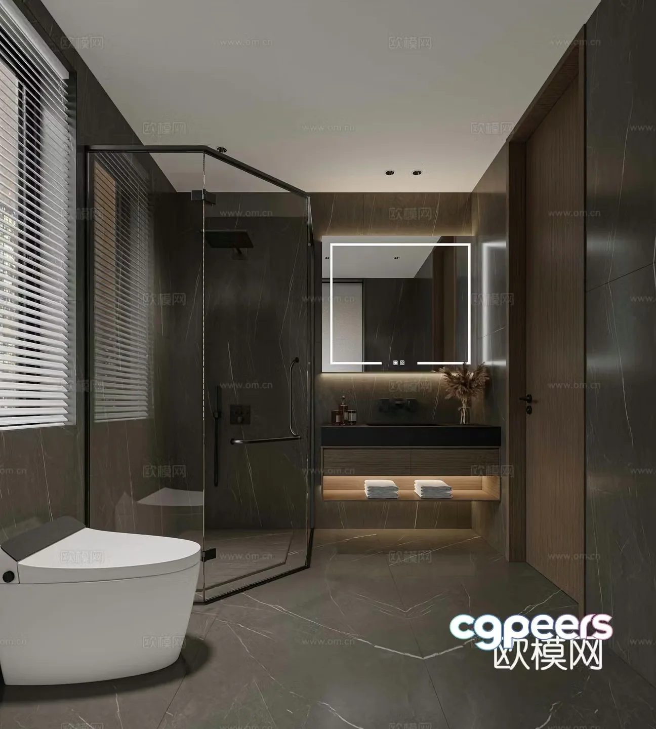Modern light luxury bathroom 3D model