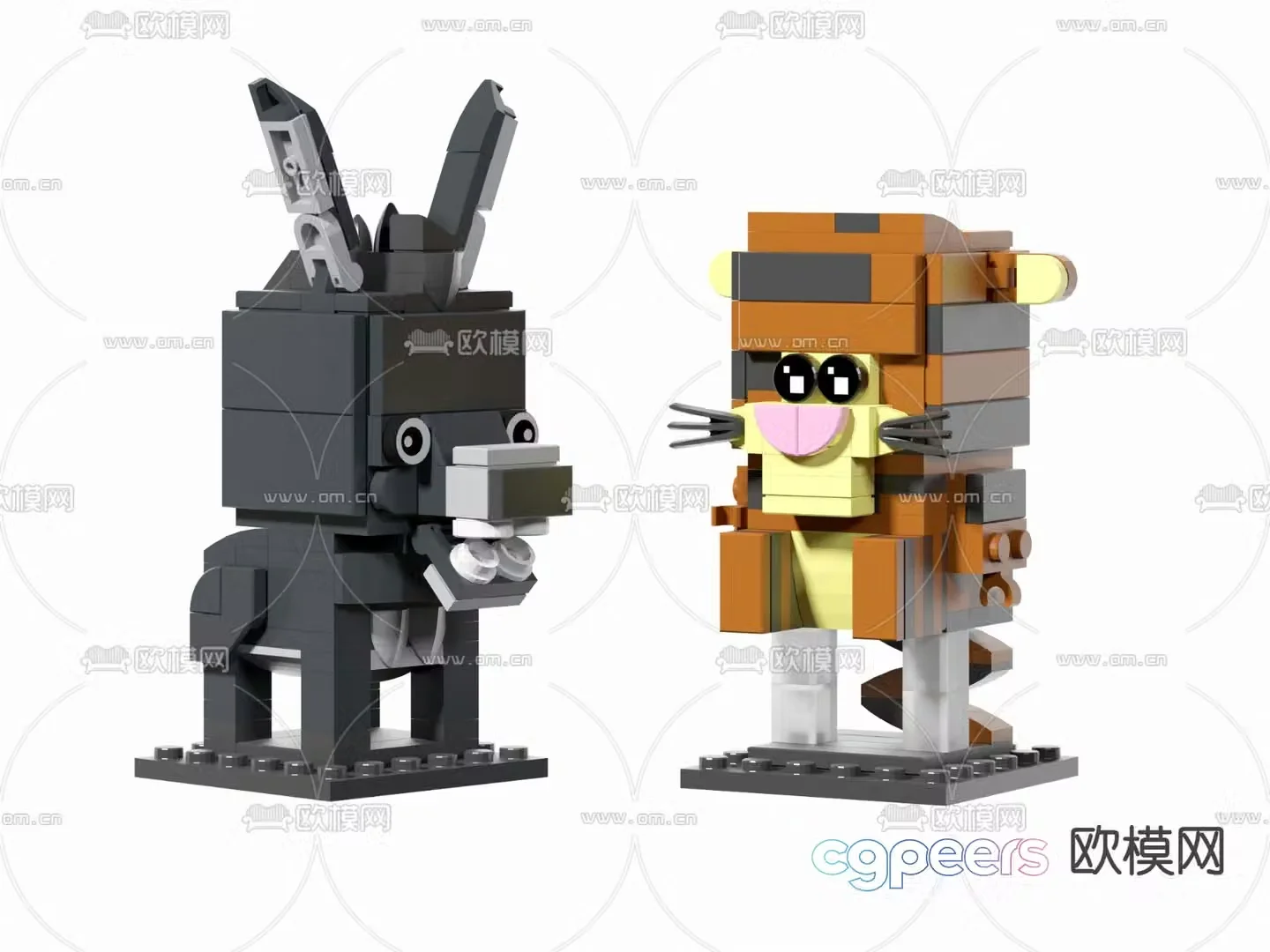 Building block toys cartoon doll 3d model