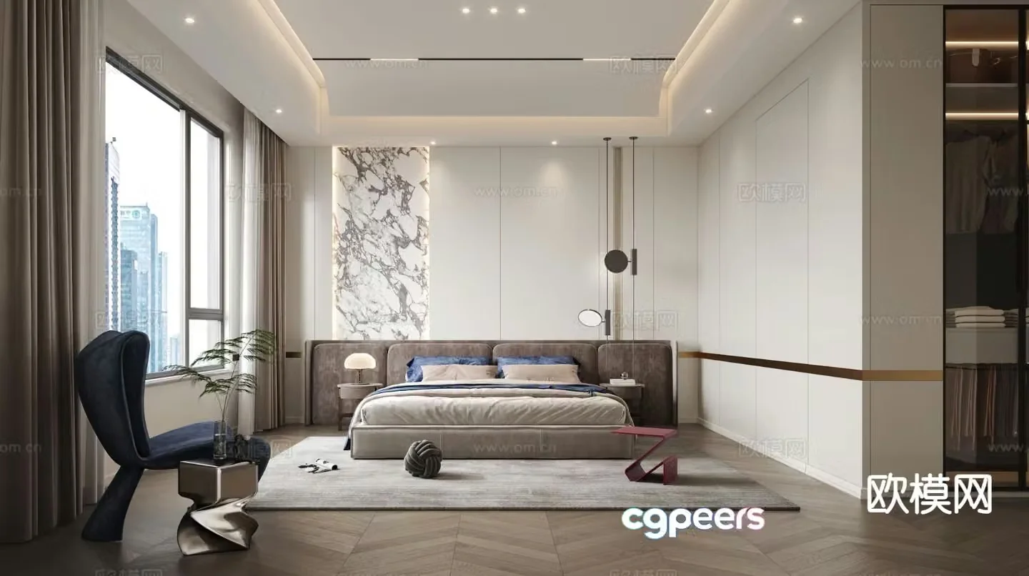 Italian style bedroom master bedroom master room 3d model