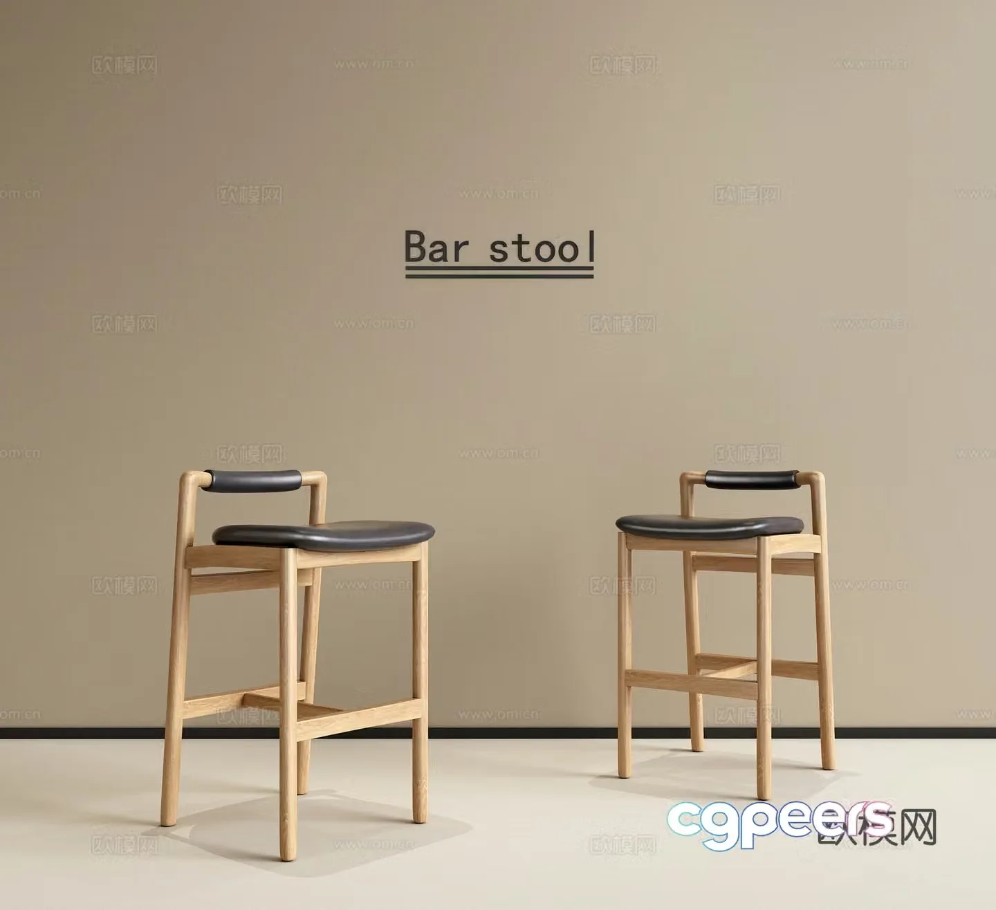 Nordic solid wood bar stool bar chair bar stool restaurant bar stool stool stool 3d model