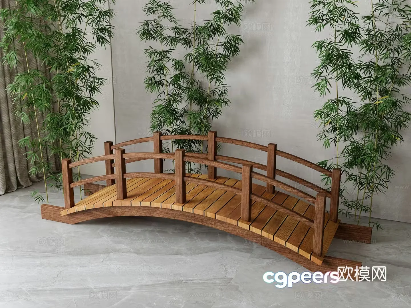 New Chinese wooden bridge 3D model