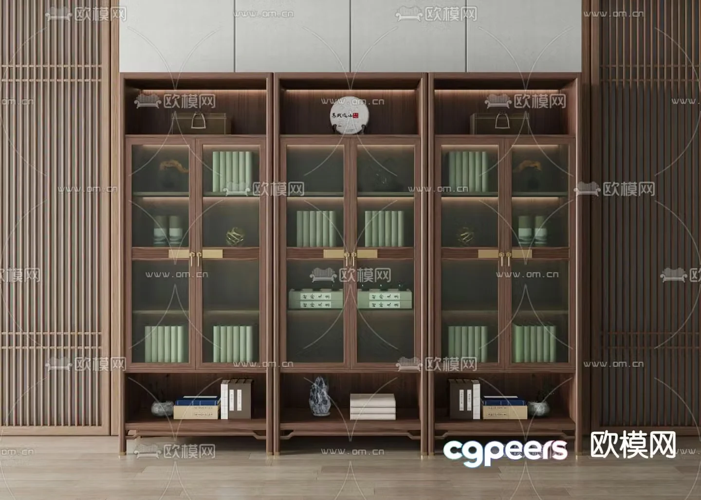 New Chinese style bookcase display cabinet 3d model