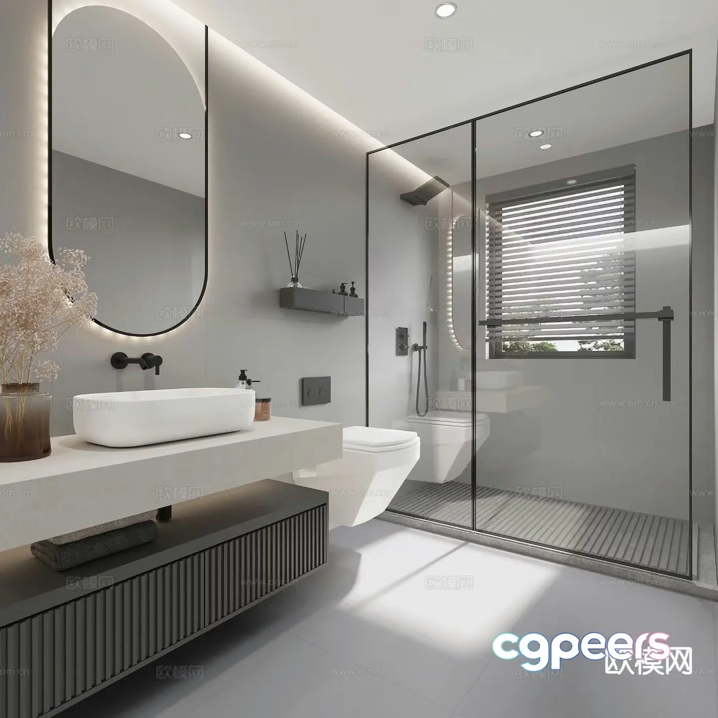 Premium gray bathroom bathroom 3d model