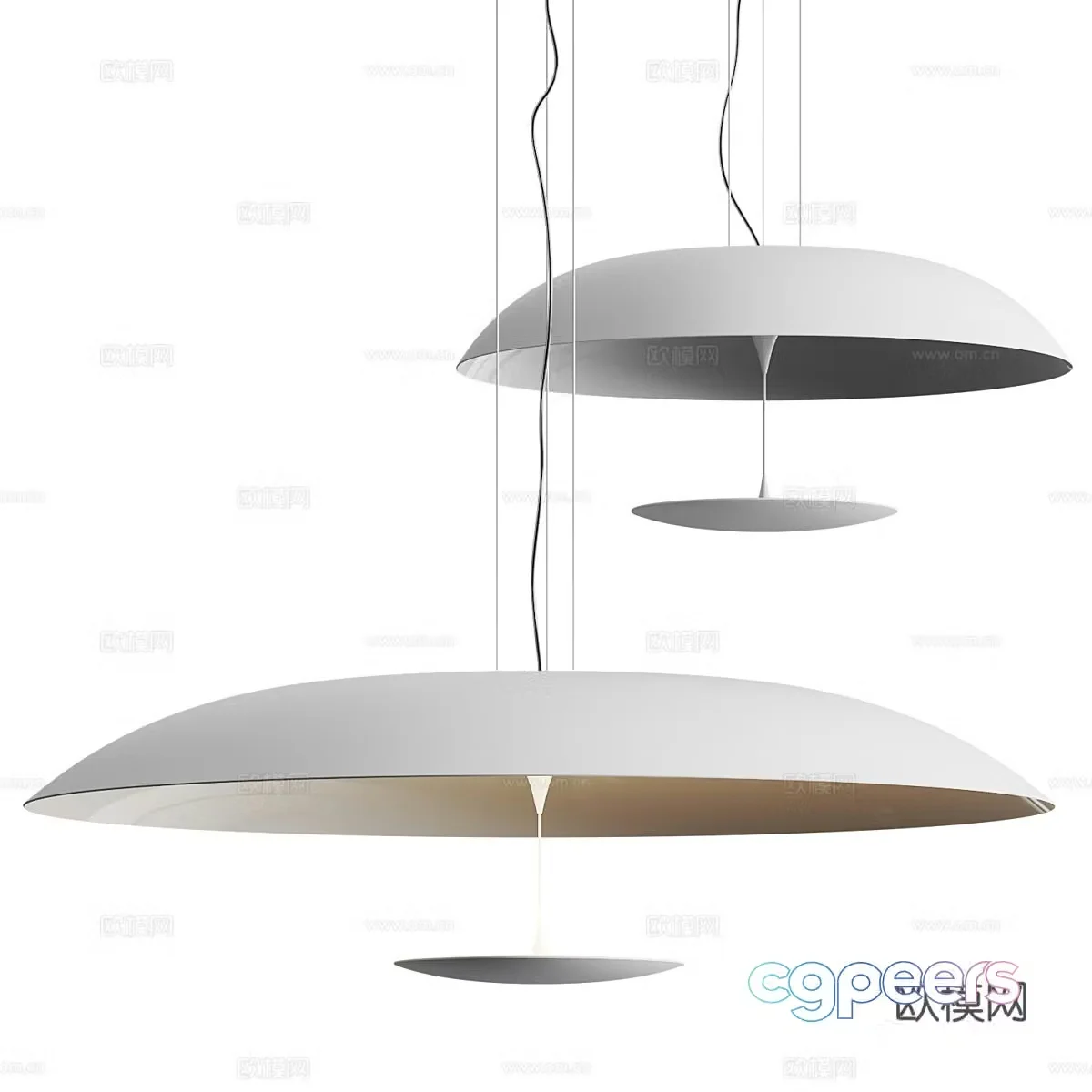 Modern minimalist disc metal chandeliers 3d model