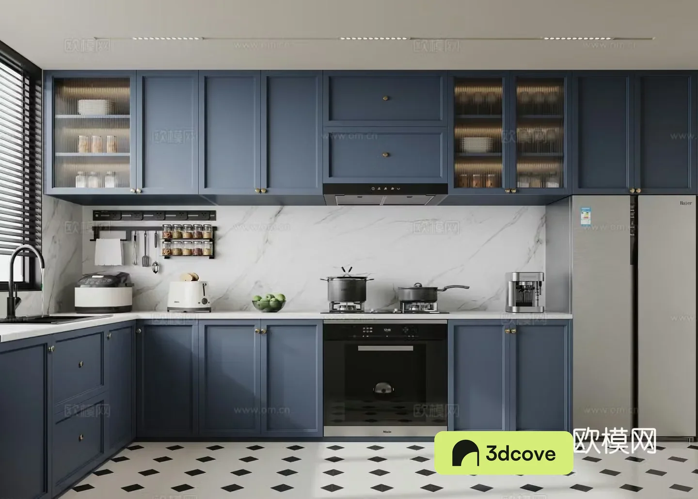 French kitchen blue kitchen