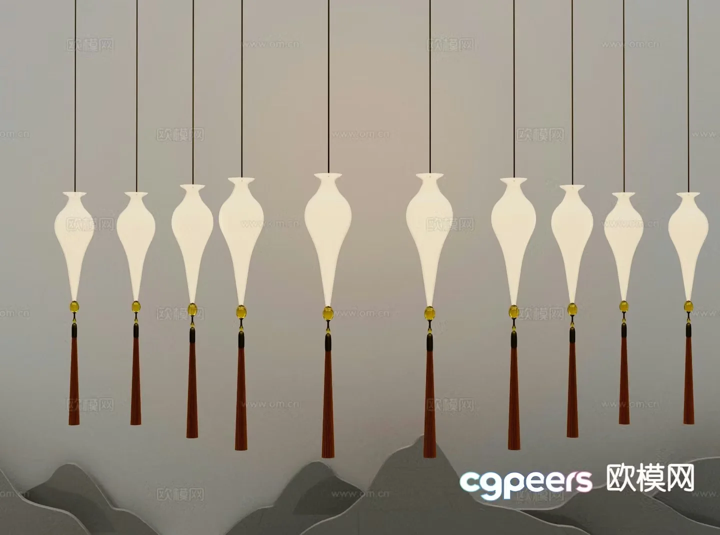New Chinese style chandelier 3d model
