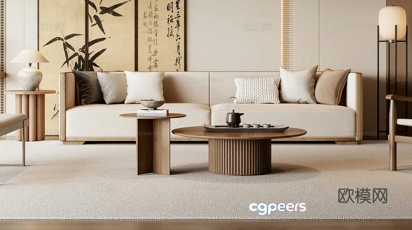 New Chinese sofa coffee table combination 3D model