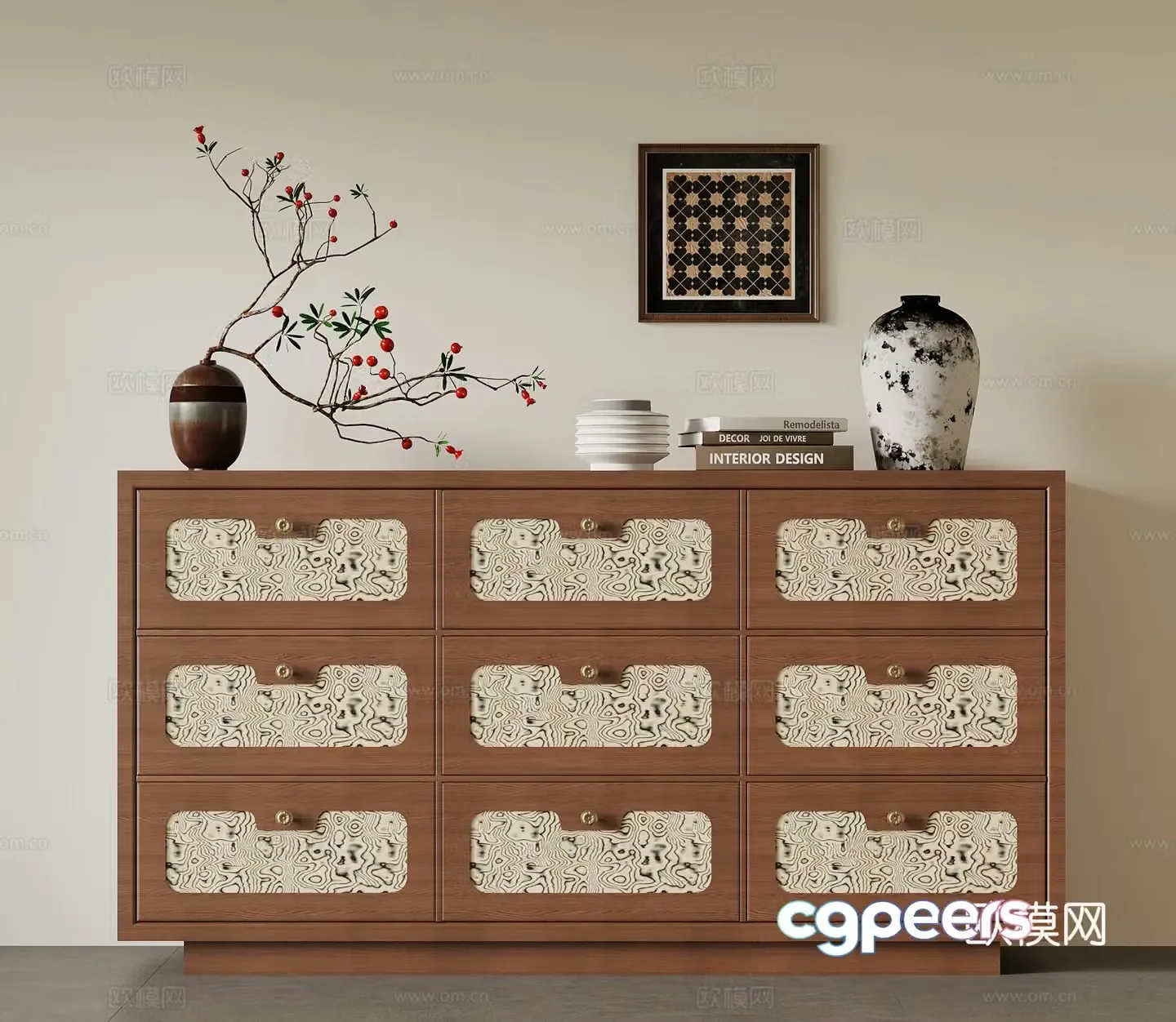 French medieval entrance cabinet shoe cabinet side cabinet decorative cabinet 3D model
