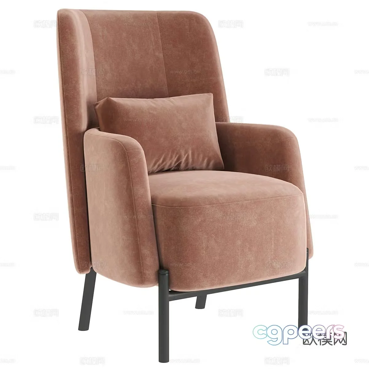 Modern Creamy Wil Barhat Caramel Armchair 3d Model