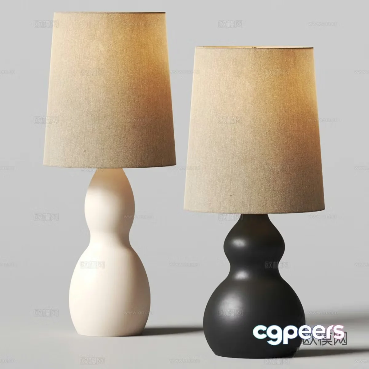 Wasabi Fengteng lamp paper table lamp decorative lamp bedside table lamp table lamp combination Bedroom desk lamp 3D model