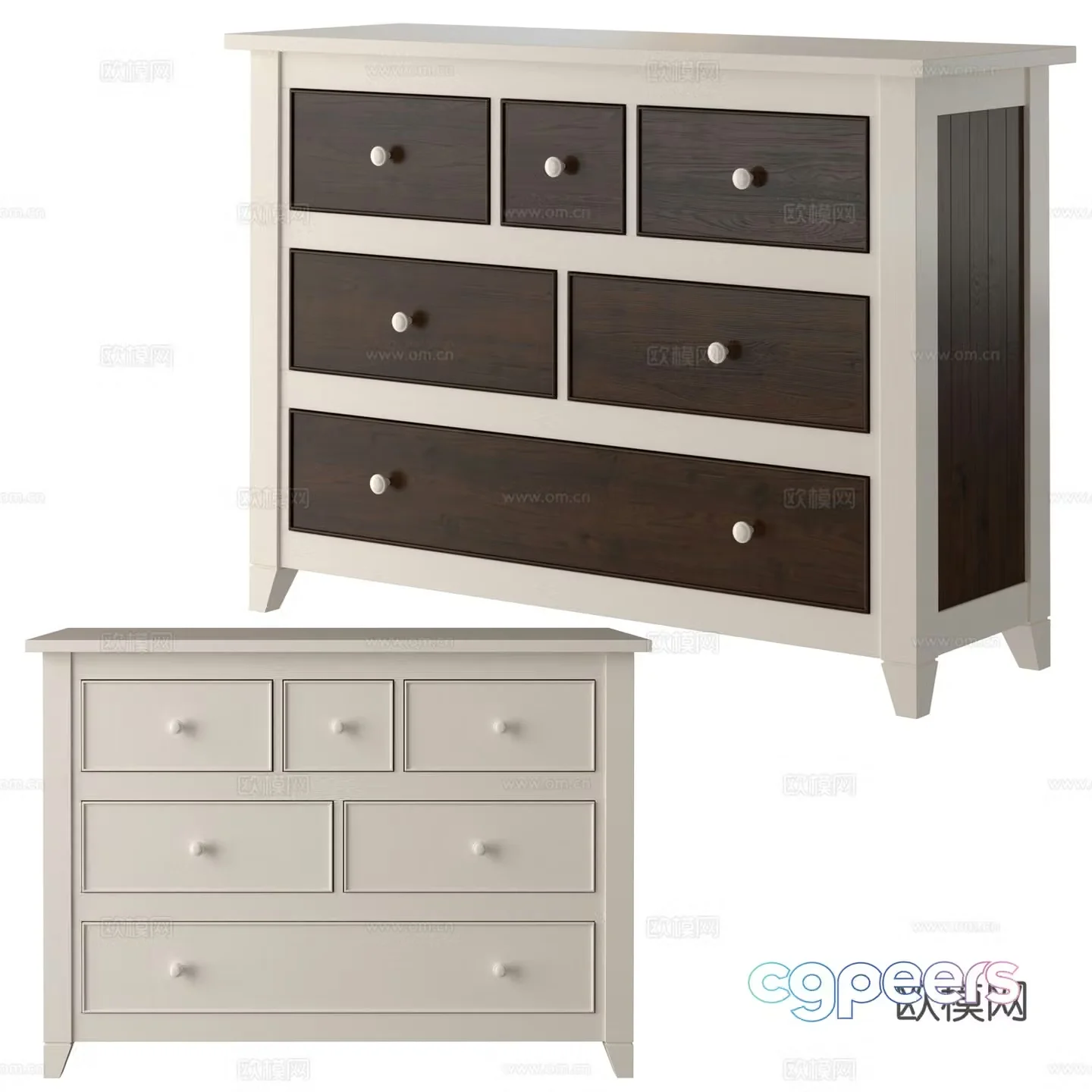 American simple sideboard chest of drawers 3D model