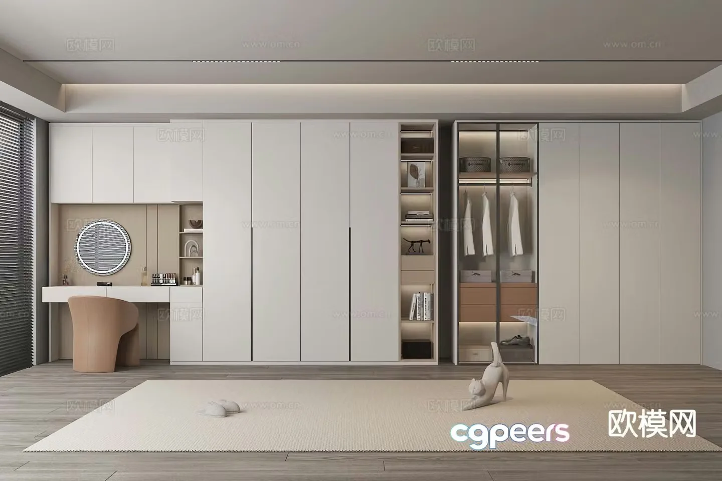 Modern wardrobe dresser integrated cabinet 3d model