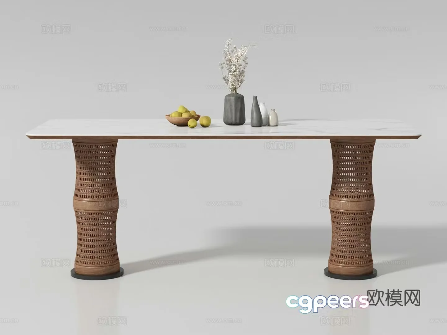 Modern medieval style long dining table 3D model