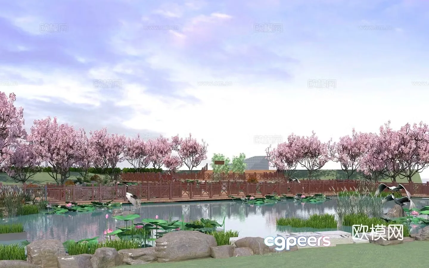 Modern outdoor park 3d model