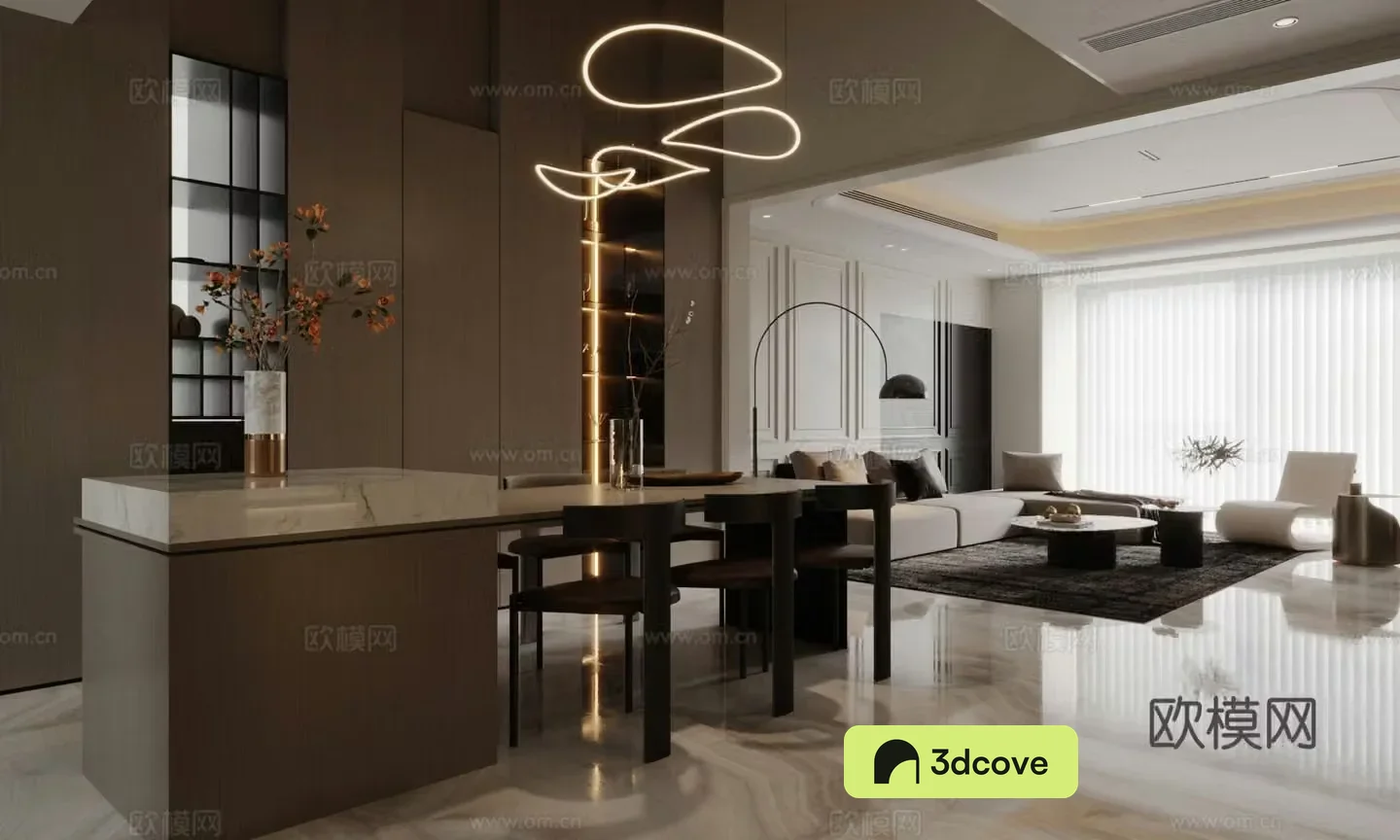 Light luxury Italian home living and dining room homeless lights modern living and dining room horizontal living and dining room