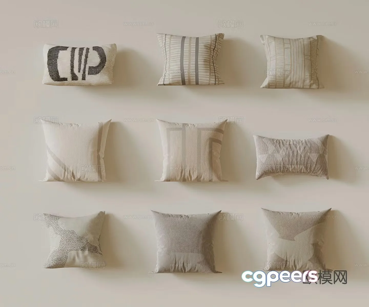 Cream style pillow pillow square pillow 3d model