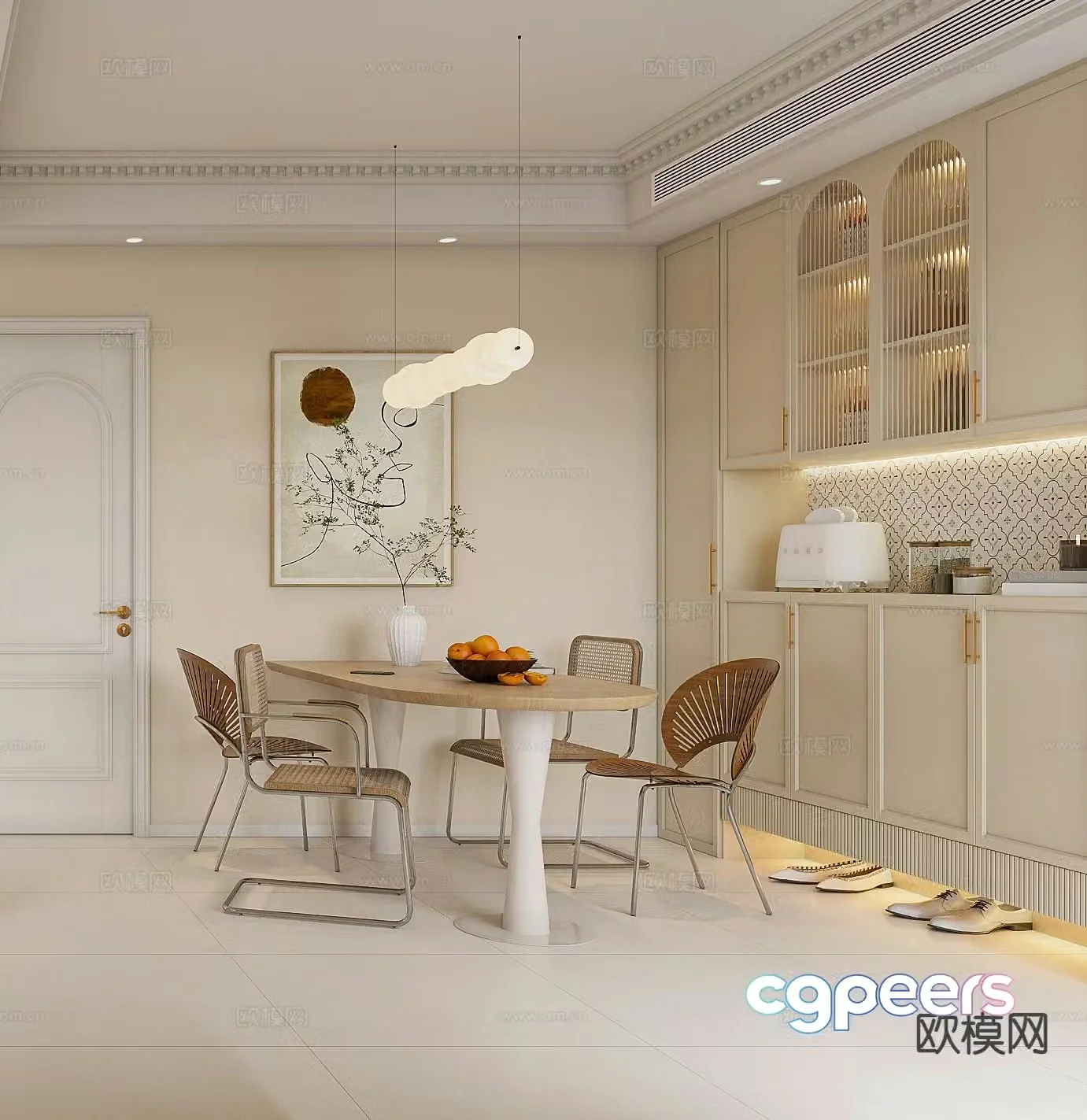 Cream style restaurant 3d model